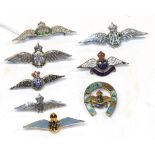A Diamond and Enamel RAF Sweetheart Brooch, set with numerous small eight-cut diamonds; also,