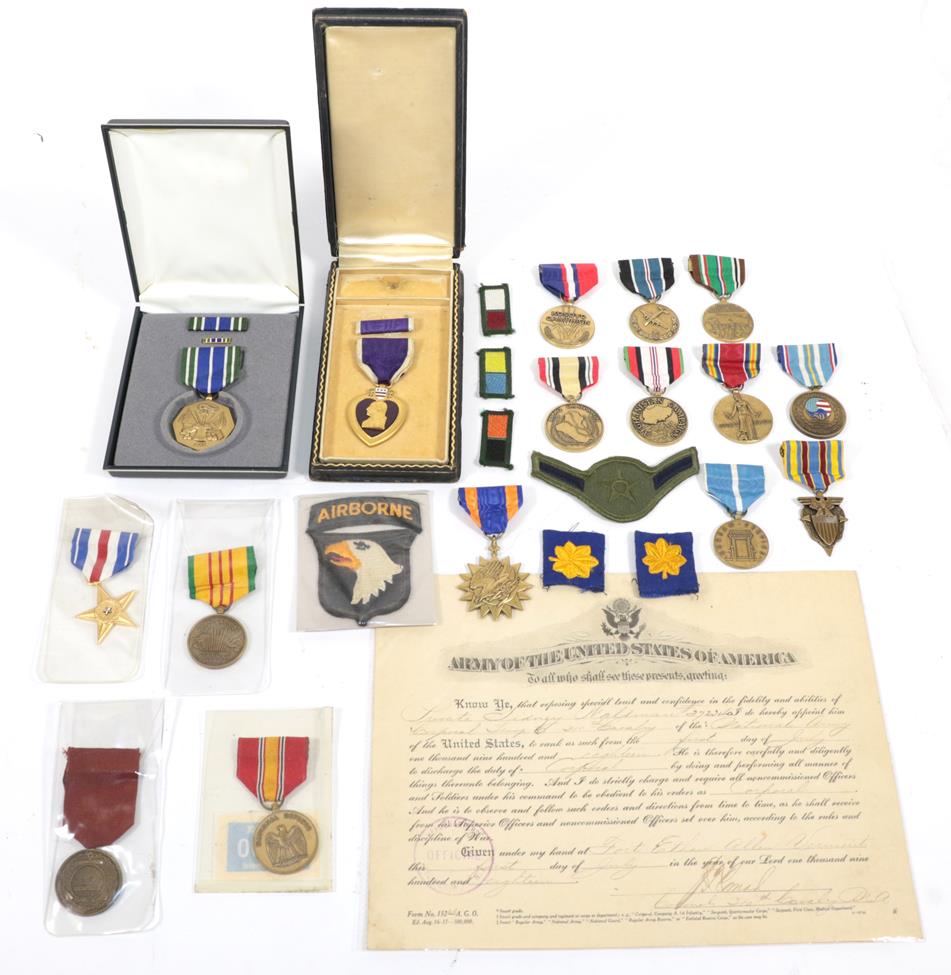 A Collection of Sixteen Various US Medals, including a boxed Purple Heart,