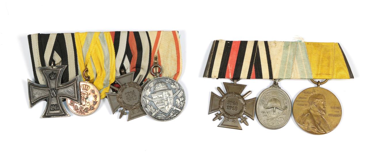 Two Great War Imperial German Medal Bars: - comprising 1914 Iron Cross 2nd Class;