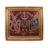 A Late Victorian Woolwork Panel to the Royal Scots Fusiliers, embroidered in long and short stitch,