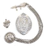 A George V Silver Crossbelt Plate, Pouch Badge, Chains and Whistle to the Royal Irish Rifles,