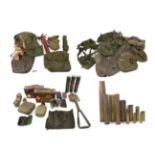 A Quantity of Militaria, including a trench spade, two water canteens, two ammunition boxes,