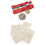 A Paraguayan National Order of Merit Neck and Breast Badge, cased, to Maurice Couve De Murville,