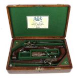 A Good Pair of 18th Century Flintlock Duelling Pistols by Wogdon & Barton, London, 28 bore,