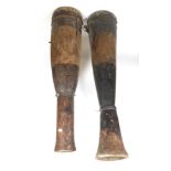 Two Early 20th Century Zulu Tall Drums, each carved from a single softwood trunk,
