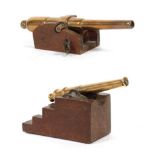 Two Small Victorian Bronze Desk Cannons, with 14cm and 14.