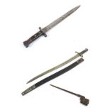 A British 1856 Pattern Yataghan Sword Bayonet, with 58cm fullered steel blade,