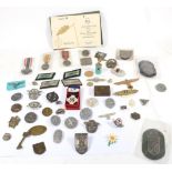 A Quantity of German Third Reich Medals, Badges, Tinnies and Stick Pins,