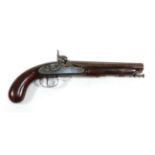 An Indian Percussion Cavalry Pistol, the 21cm octagonal steel barrel stamped L867, later browned,