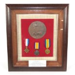 A First World War Casualty Trio and Memorial Plaque to Pte Charles William Rainbird Essex