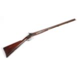 A 19th Century 12 Bore Side by Side Double Barrel Percussion Sporting Gun by J Batchelor,
