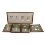 Five Glazed Displays of Rhodesian Medals:- District Service Medal, General Service Medal,