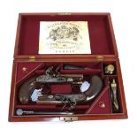 A Good Pair of 19th Century Flintlock 'Man-Stopper' 15 Bore Travelling Pistols by W & J Rigby,