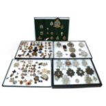 A Quantity of British Military Badges, including cap, collar and lapel badges, rank pips,