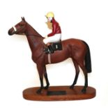 Beswick Connoisseur Horse 'Red Rum - Brian Fletcher Up', model No. 2511, bay matt, on wooden