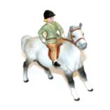 Beswick Girl on Pony, model No. 1499, light dapple grey gloss . Tiny nibble to the tip of the pony's