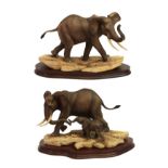 Border Fine Arts Elephant Models: 'Bull African Elephant', limited edition 298/750 and 'Cow and Calf