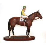 Beswick Connoisseur Horse 'Nijinsky - Lester Piggott Up', model No. 2352, on wooden plinth (a.f).