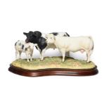 Border Fine Arts 'Belgian Blue Family Group', model No. B0771A by Kirsty Armstrong, limited