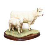 Border Fine Arts 'Charolais Cow and Calf' (Style Three), model No. B0742 by Jack Crewdson, limited