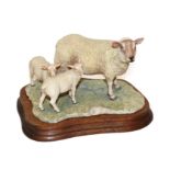 Border Fine Arts 'Charolais Ewe and Lambs', model No. L121 by Ray Ayres, limited edition 478/750, on