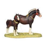 Border Fine Arts 'Champion Mare and Foal' (Shire Mare and Foal Std Edition), model No. B0334A by