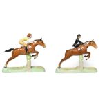 Beswick Girl on Jumping Horse, model No. 939 and Huntswoman (Jumping), model No. 982 (2) (a.f)