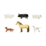 Beswick Animals Comprising: Highland Pony ''Mackionneach'', model No. 1644; Berkshire Boar, model