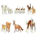 Beswick Animals Including: Hereford Calf, model No. 854, brown and white gloss; Highland Calf, mode