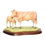 Border Fine Arts 'Blonde D'Aquitaine Cow and Calf', model No. B0353 by Kirsty Armstrong, limited