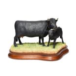 Border Fine Arts 'Dexter Cow and Calf', model No. B0974 by Ray Ayres, limited edition 12/500, on