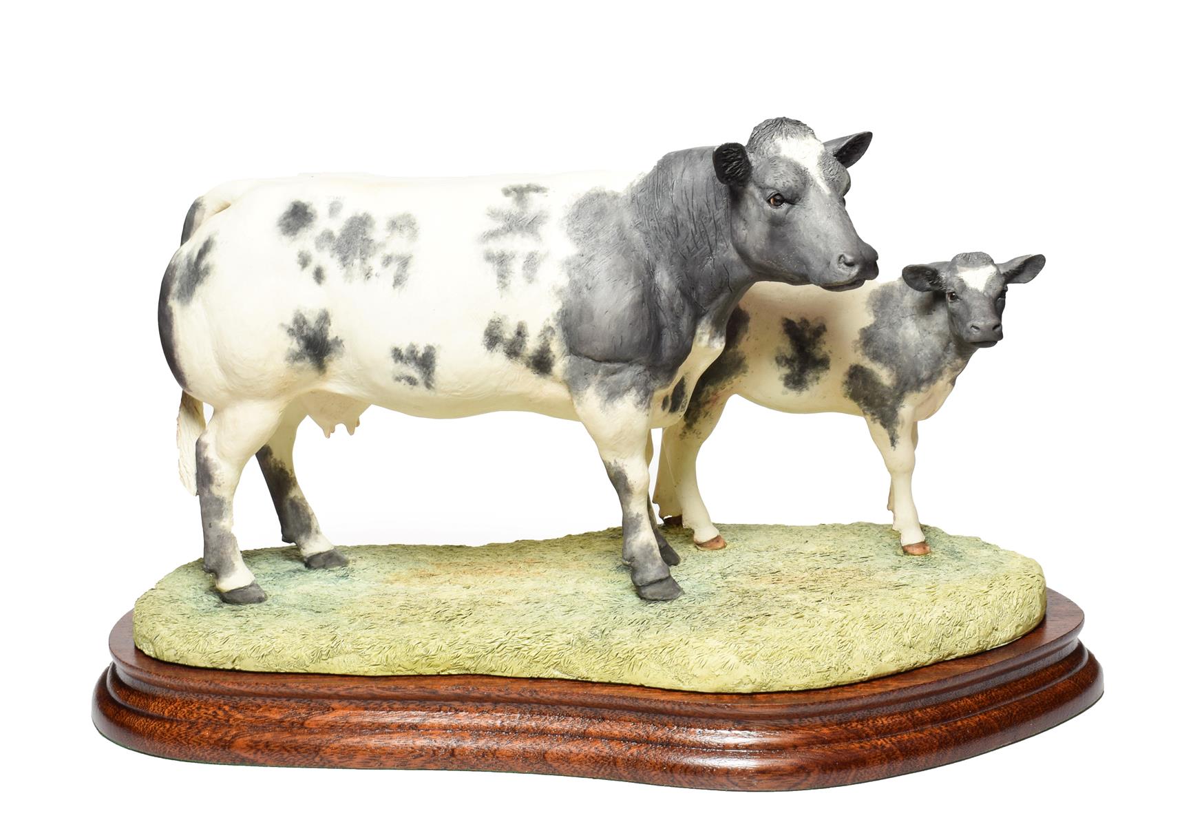 Border Fine Arts 'Belgian Blue Cow and Calf' (Style One), model No. B0590 by Ray Ayres, limited