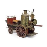 Bing Live Steam Horse Drawn Fire Engine hand painted in red with black lining, with boiler and