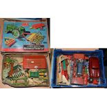 Mettoy Modern Farming Mechanical Tractor Set (G-F, tractor steering wheel missing, box F) together