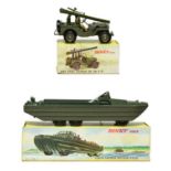 French Dinky Military 825 Camion Amphibie DUKW with cargo and 829 Jeep avec Canon de 106 SR (both