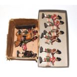 Elastolin Highlanders Composition Figures officer on horseback, three pipers and six drummers (