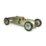 Josef Neuhierl Furth (JNF) (?) C/w Auto Union Racing Car silver with driver figure 12'', 31cm (G)