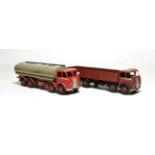 Dinky Two 1st Fodens (i) Tanker red/grey (ii) Wagon brick red (both F-G) (2)