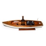 River Steam Launch Battery Operated Remote Control finished with white hull, two timber wood decking