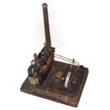 Doll & Cie Stationary Steam Engine with horizontal boiler mounted on brick embossed support and