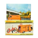 French Dinky 570A Fourgon Peugeot J7 Depannage Autoroutes in display box with parts (E box G-E, some