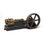 Stuart Stationary Steam Engine with single horizontal cylinder and flywheel on cast base 8'', 20cm