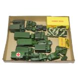 Dinky Military including Armoured command vehicle, Ambulance, 10-ton truck, Wagon, Artillery tractor