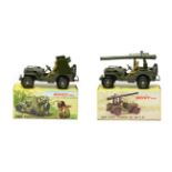 French Dinky Military 829 Jeep avec Canon de 106 SR and 828 Jeep Porte Fusees SS10 (both E boxes E-
