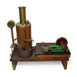 Live Steam Stationary Engine with large vertical boiler 17'', 43 to top of chimney, with pressure