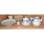 Noritake china tea set for one, two Oriental dishes with calligraphy and character mark decoration