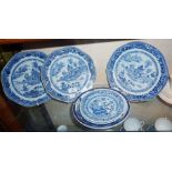 Quantity of blue and white 18th c. Chinese porcelain plates