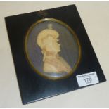 Early 19th c. wax cameo portrait or silhouette of military man