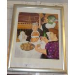 Signed Beryl Cook colour print, titled 'Dining in Paris'