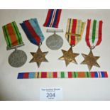 Five WW2 medals, inc. Africa and Italian Stars